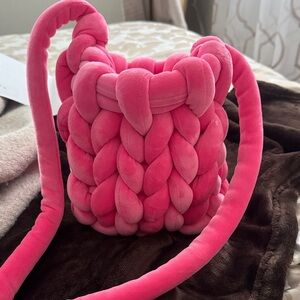 Pink Knitted Women Bag